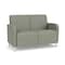 Lesro Siena Lounge Reception 2 Seat Tandem Seating No Center Arm, Brushed Steel, OH Eucalyptus Upholstery SN2101 - alternate 1
